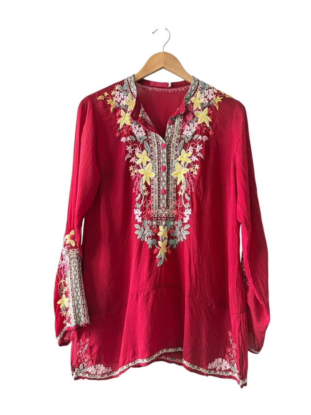 Johnny Was Liliana Red Tunic Top